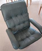 Leren fauteuil grijs - draaibare stoel op metalen onderstel, Huis en Inrichting, Fauteuils, Ophalen, Gebruikt, 50 tot 75 cm, Leer