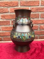 antieke bronzen cloisonné vaas, Japan, Ophalen of Verzenden