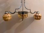Art Deco hanglamp jaren 30 – chroom – marmerglas, Ophalen of Verzenden, Zo goed als nieuw, Overige materialen