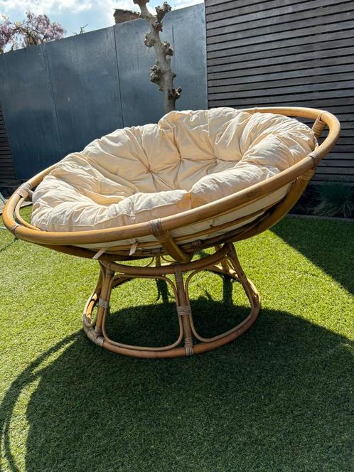 Rotan lounge stoel Papasan - naturel - ø100x80 cm, Huis en Inrichting, Fauteuils, Gebruikt, Ophalen of Verzenden