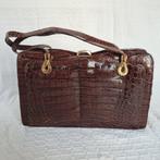Vintage handtas, bruin echt krokodillenleer, Handtas, Gebruikt, Ophalen of Verzenden, Bruin