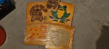 5 houten puzzels, jaren 70, retro,.vintage beschikbaar voor biedingen