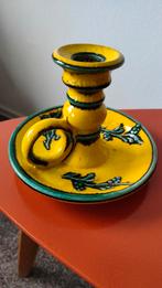 keramiek vintage kandelaar blaker W.Germany geel turquoise, Ophalen of Verzenden
