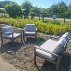 Houten Tuinset - Opknapper met Kussens, Gebruikt, 3 zitplaatsen, Ophalen of Verzenden, Bank