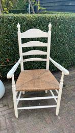 Witte stoel met rieten zitting, Huis en Inrichting, Stoelen, Ophalen, Gebruikt, Wit, Eén