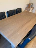 Tafel 200x100 cm met 6 lederen stoelen, Huis en Inrichting, Tafels | Eettafels, Ophalen, Gebruikt, 100 tot 150 cm, Vijf personen of meer