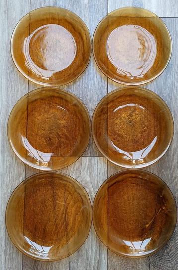 Vintage 6 Arcoroc Sierra Amber ontbijt borden 19 cm beschikbaar voor biedingen