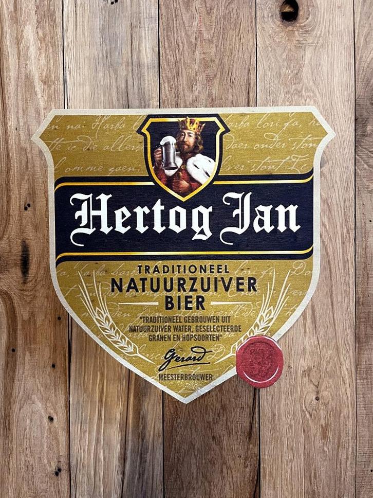 Reclamebord hout Hertog Jan logo 40x40cm, 9mm plaatmateriaal, Verzamelen, Biermerken, Nieuw, Reclamebord, Plaat of Schild, Hertog Jan