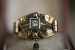 Antieke gouden zilveren franse ring tank tankring diamant, Sieraden, Tassen en Uiterlijk, Antieke sieraden, Ophalen of Verzenden