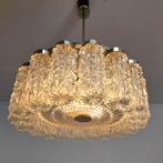 Mid Century vintage Kroonluchter glas chrome, Ophalen of Verzenden, Glas, Minder dan 50 cm