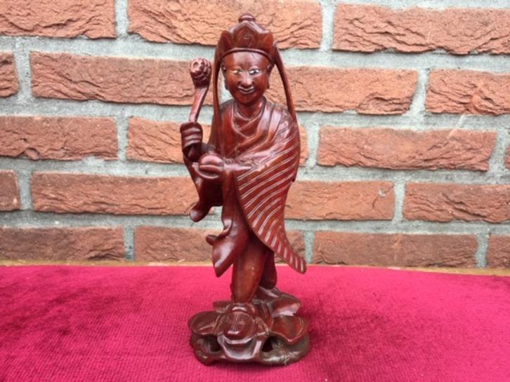 oud houten beeldje, godheid met scepter, Antiek en Kunst, Kunst | Beelden en Houtsnijwerken, Ophalen of Verzenden