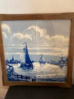 Delfts Blauw Tegeltableau Tjalken Hollands Landschap, Antiek en Kunst, Ophalen of Verzenden