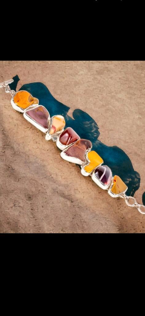 Australische Mookaiet armband van 925 sterling zilver, Sieraden, Tassen en Uiterlijk, Armbanden, Nieuw, Zilver, Overige kleuren
