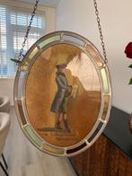Mooi groot ovale glas-in-lood Raamhanger vintage, Ophalen of Verzenden