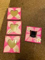 Fel roze fotolijst (drieluik) foto lijst hartje hout nieuw, Ophalen of Verzenden, Zo goed als nieuw, Wanddecoratie