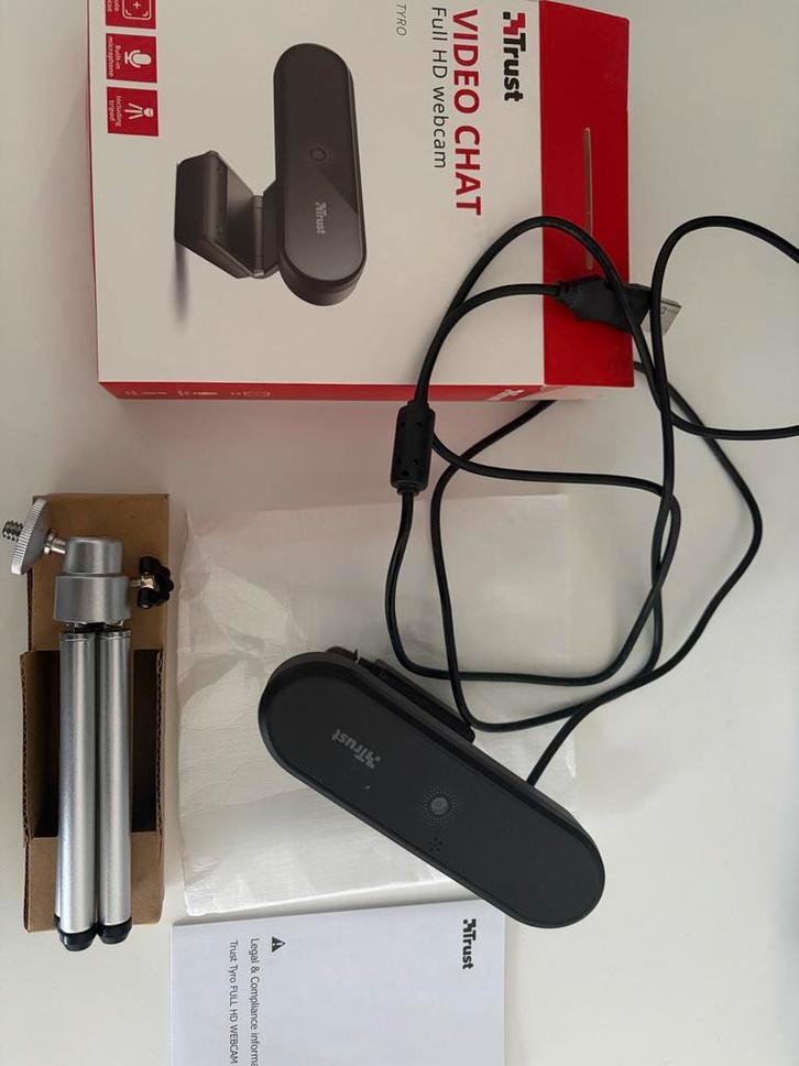 Trust Webcam - Full HD - Tyro, Computers en Software, Webcams, Zo goed als nieuw, Bedraad, ChromeOS, MacOS, Windows, Monitorclip
