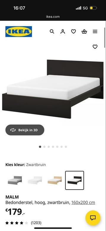 Zwarte Malm Bedframe - IKEA - afbeelding 1