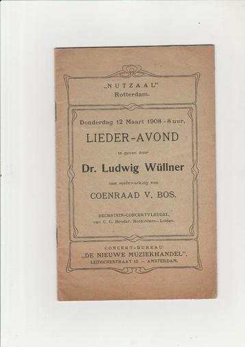 Tekstboekje liederavond Rotterdam 1908 + flyer 1919 beschikbaar voor biedingen