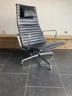 Vitra Eames EA 124 fauteuil, chroom , zwart leder, Huis en Inrichting, Vitra, Gebruikt, Design, 75 tot 100 cm