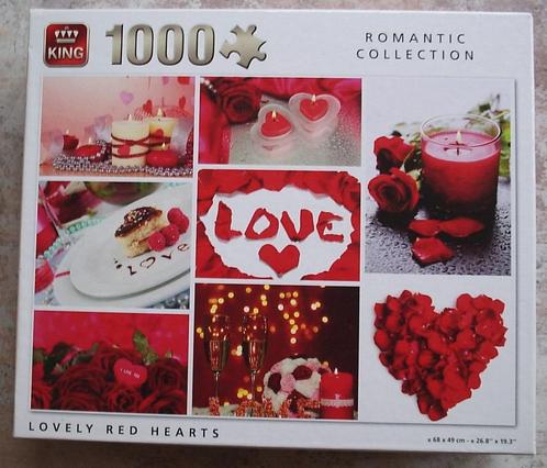 Legpuzzel King - Love. Lovely red hearts, Hobby en Vrije tijd, Denksport en Puzzels, Zo goed als nieuw, Rubik's of 3D-puzzel, 500 t/m 1500 stukjes