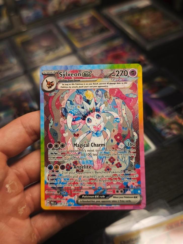 🎀 Sylveon ex 156 Prismatic Evolutions, Hobby en Vrije tijd, Verzamelkaartspellen | Yu-gi-Oh!, Zo goed als nieuw, Ophalen of Verzenden