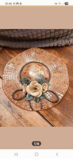 Wandbord in de vorm van een hoed/brocante terracotta hoed, Ophalen of Verzenden