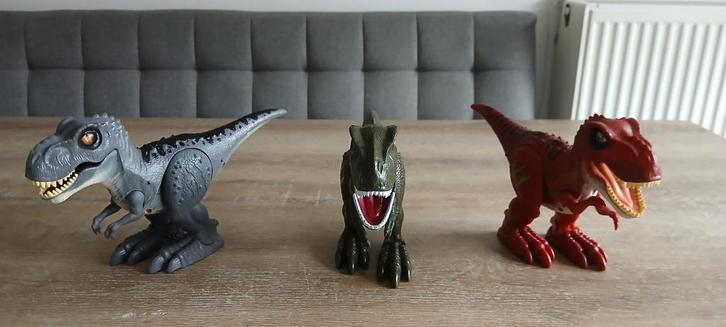 3 zuru robo alive t-rex grijs groen rood dino geluid lopen, Kinderen en Baby's, Speelgoed | Actiefiguren, Zo goed als nieuw, Ophalen of Verzenden