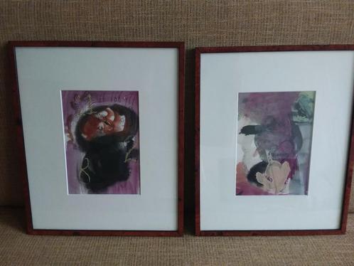 Twee kunstwerken, zie omschrijving, Antiek en Kunst, Kunst | Litho's en Zeefdrukken, Ophalen of Verzenden