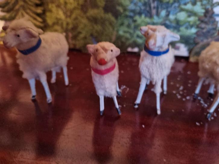Vintage Schaapjes Kerststal Figuren 6 stuks, Diversen, Kerst, Ophalen of Verzenden