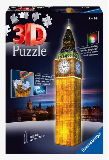Ravensburger Eiffeltoren/Big Ben Night Edition 3D puzzel beschikbaar voor biedingen