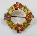 Art deco Tsjechische broche bloemenkrans, met emaille (7192-, Ophalen, Zo goed als nieuw, Overige materialen