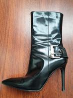 Nieuw - sexy zwarte leren laarzen hak 10cm - 37, Hoge laarzen, Zwart, Nieuw, Ophalen of Verzenden