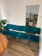 4 rib stof eetkamer stoelen met armleuning, Huis en Inrichting, Ophalen, Gebruikt, Blauw, Vier