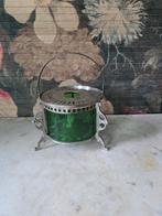 Antiek theelichtje groen glas, Antiek en Kunst, Ophalen of Verzenden