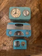 Vintage model wekker en radio, Ophalen, Zo goed als nieuw