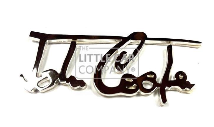 john cooper handtekening chroom voor op je mini cooper, Auto diversen, Tuning en Styling, Ophalen of Verzenden