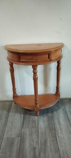Hal tafeltje halfrond eiken bijzet, Huis en Inrichting, Tafels | Sidetables, Ophalen, Gebruikt, 50 tot 100 cm, 25 tot 50 cm