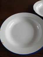 Emaille borden blauw met witte rand, Ophalen of Verzenden