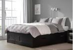 IKEA Brimnes bed zwart 160x200 (incl lattenbodem), Ophalen, Gebruikt, Zwart, Tweepersoons