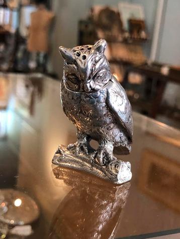 Beeldje uil uiltje zilver gemerkt zoutvaatje beschikbaar voor biedingen
