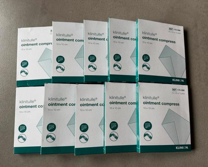 Klinitulle ointment compress 10 doosjes 10x10 cm nieuw, Diversen, Verpleegmiddelen, Nieuw, Ophalen of Verzenden
