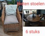 6 rieten rotan eetkamerstoelen stoelen, Huis en Inrichting, Stoelen, Ophalen, Zo goed als nieuw, Riet of Rotan, Vijf, Zes of meer stoelen