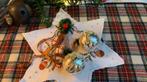 Vintage kersthangertros met 2 zilverkl. ballen met wit deco, Ophalen of Verzenden, Gebruikt
