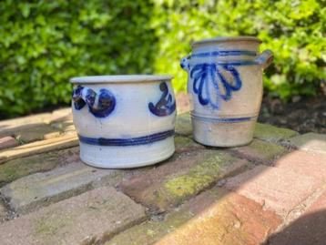 2 x Vintage pot grijs/blauw Westerwald keramiek beschikbaar voor biedingen