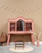 Vintage sierlijke meidenkaptafel meidenkamer roze make up, Kast, 105 cm of meer, Ophalen of Verzenden, Voetruimte