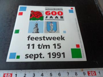 stickers Winschoten 600 jaar Feestweek 11 tm 15 sept. 1991 * beschikbaar voor biedingen