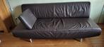 SUPER APARTE lederen bank ZWART met hoofdkussen- Rechte bank, Huis en Inrichting, Ophalen, Gebruikt, 150 tot 200 cm, Driepersoons