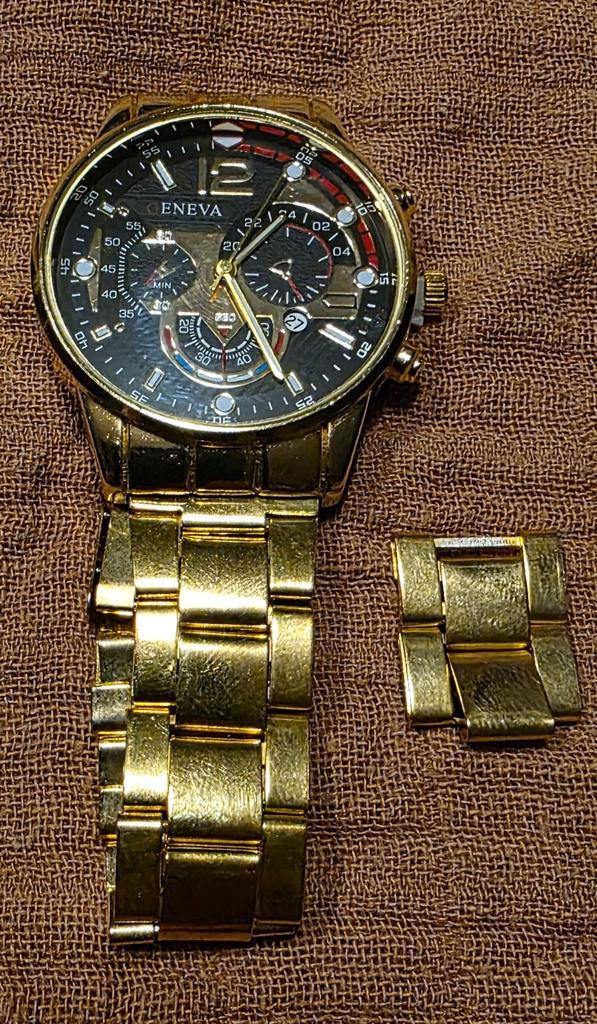 Geneva Herenhorloge - Gouden Look, Sieraden, Tassen en Uiterlijk, Horloges | Heren, Zo goed als nieuw, Polshorloge, Overige merken