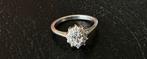 Fraaie zilveren ring met zirkonia’s, Verzenden, Zo goed als nieuw, 17 tot 18, Dame