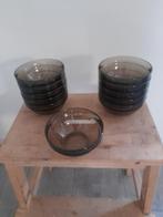 11 schaaltjes bruin rookglas Acropal France, Ophalen